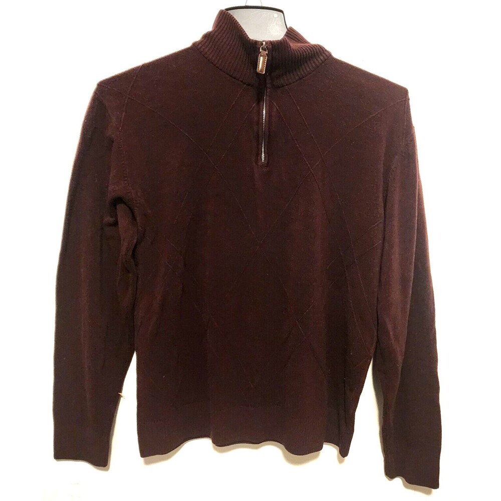 Tricots St Raphael 1/4 Zip Pullover Burgundy Sweater Size XL 100% Cotton